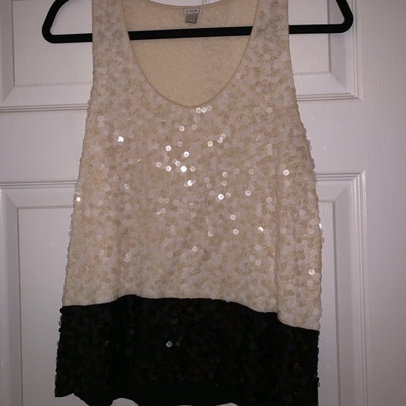 JCREW sequin black and white colorblock cami - Picture 1 of 4